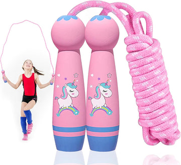 Kids Skipping Rope with Wooden Handle Adjustable 260cm