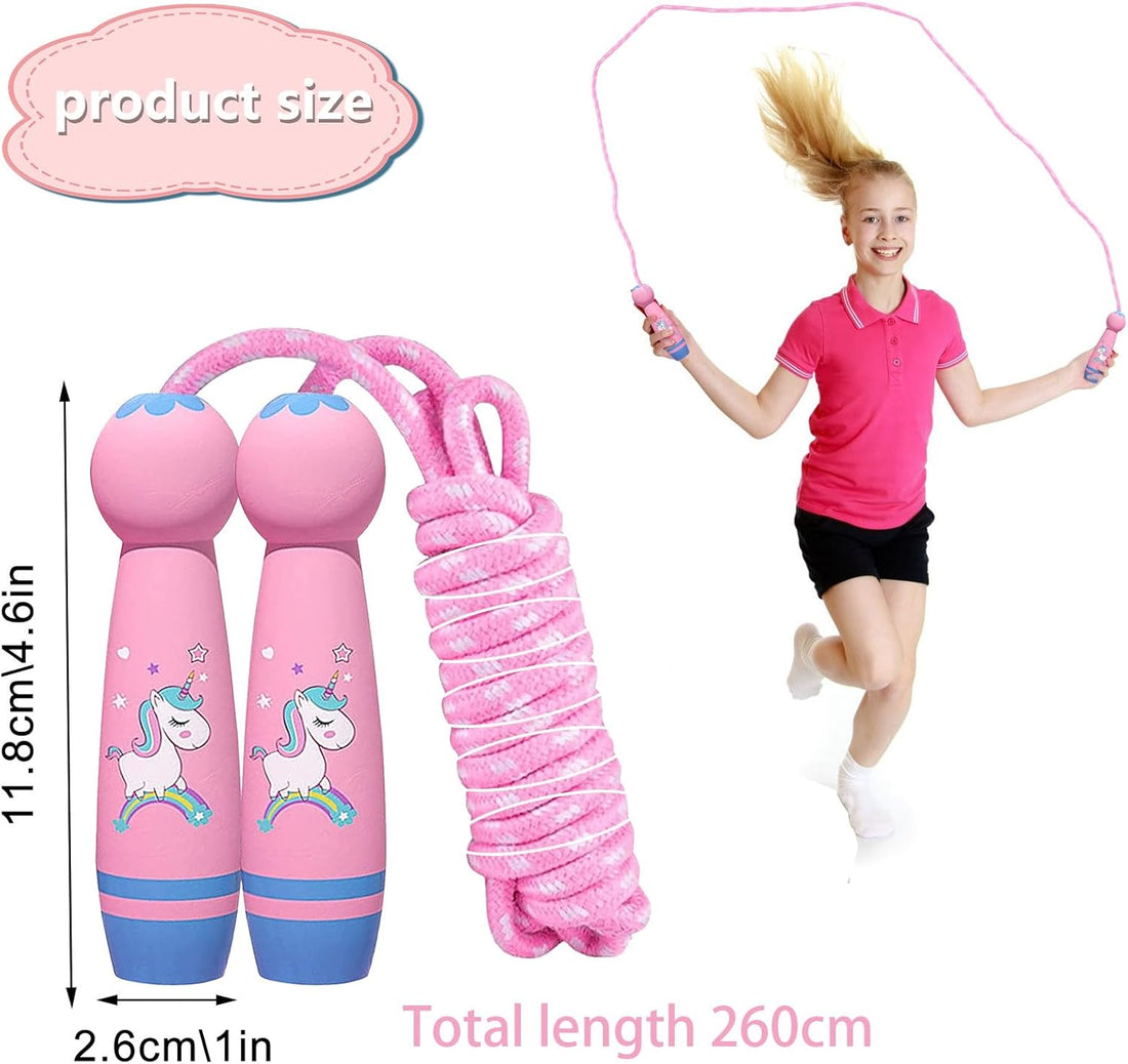 Kids Skipping Rope with Wooden Handle Adjustable 260cm