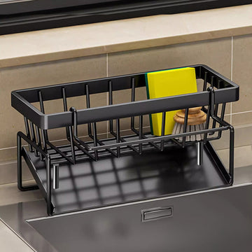 PALIFEUR Rustproof Stainless Steel Kitchen Sink Sponge Holder Black