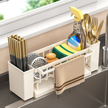 PALIFEUR Rustproof Stainless Steel Kitchen Sink Sponge Holder Beige