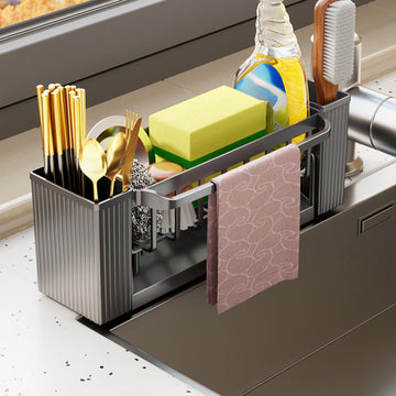 PALIFEUR Rustproof Stainless Steel Kitchen Sink Sponge Holder Gray