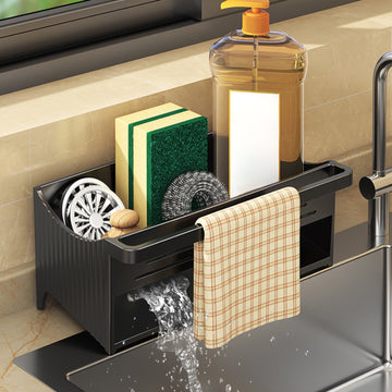 PALIFEUR Rustproof Stainless Steel Kitchen Sink Sponge Holder Black