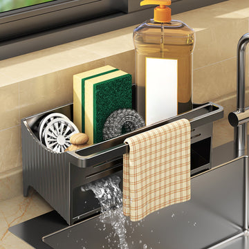 PALIFEUR Rustproof Stainless Steel Kitchen Sink Sponge Holder Gray
