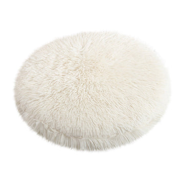 Darzheoy Plush Round Dog Bed Mat Anti-Slip Waterproof 40cm White