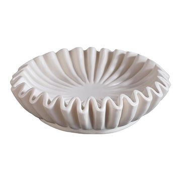 Darzheoy Ruffled Decorative Bowl White Resin
