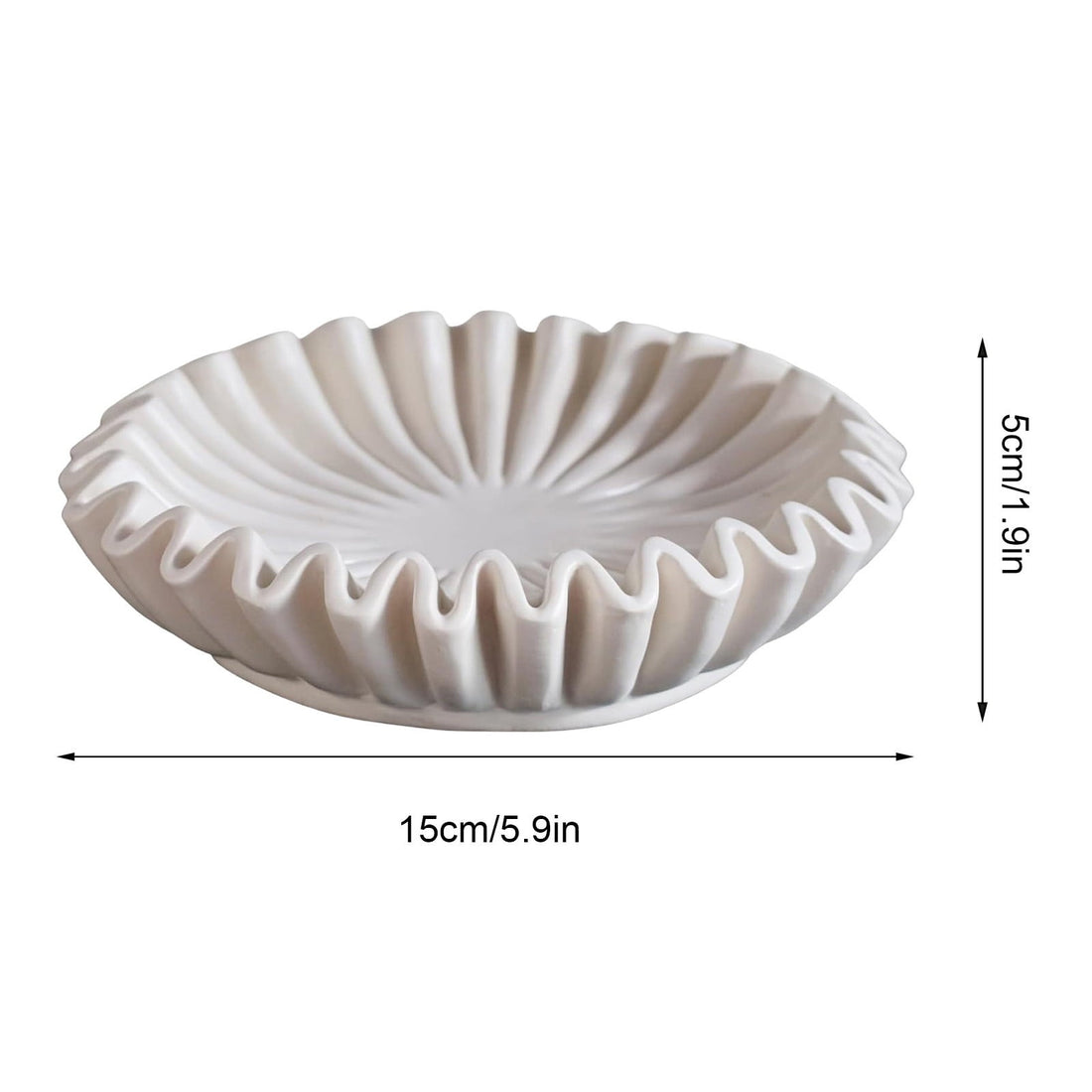 Darzheoy Ruffled Decorative Bowl White Resin