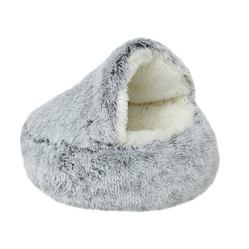Darzheoy Calming Dog Bed Cave Hooded Plush Washable