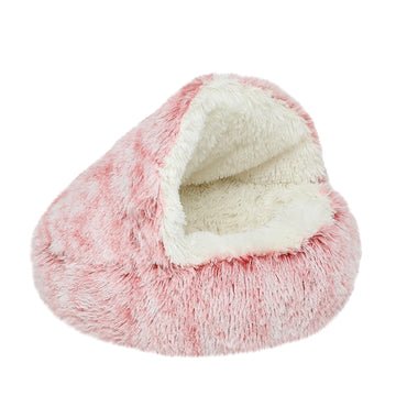 Darzheoy Calming Dog Bed Cave Hooded Plush Washable