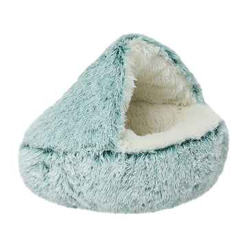 Darzheoy Calming Dog Bed Cave Hooded Plush Washable
