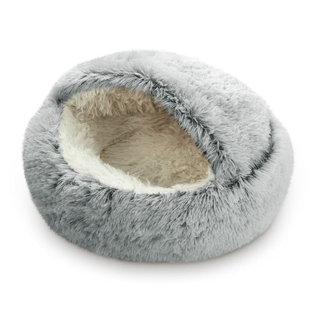 Darzheoy Cat and Small Dog Bed Hooded Cave Plush Washable Gray