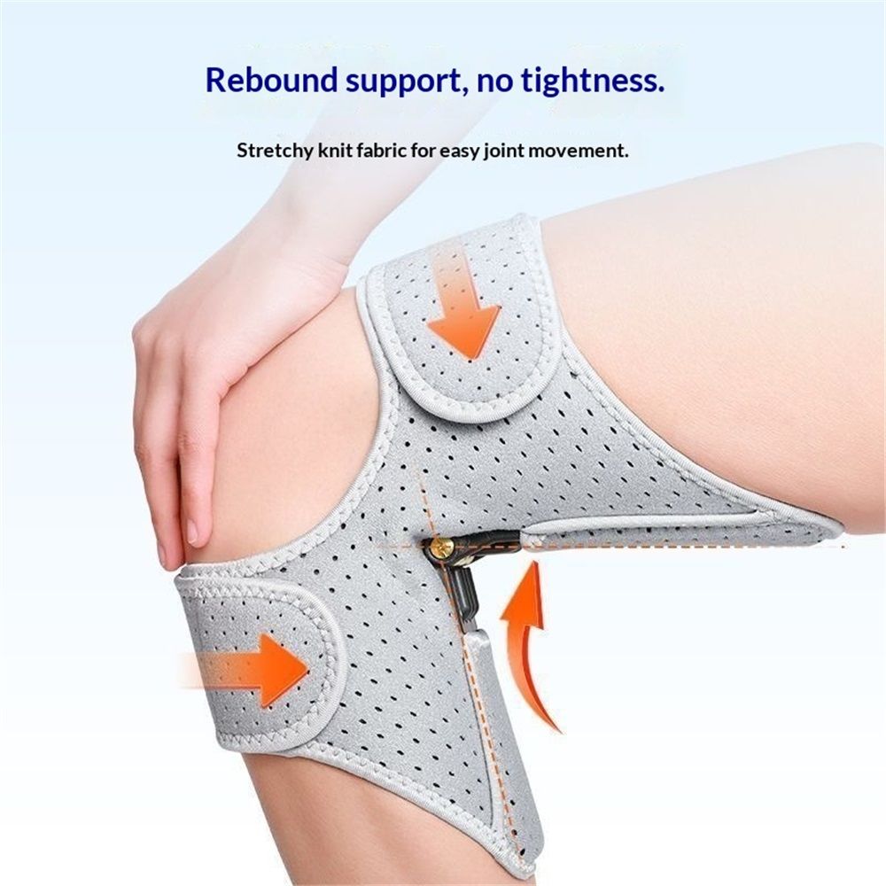 Spring-Powered Knee Support Brace Patella Stabilizer Adjustable Straps Gray