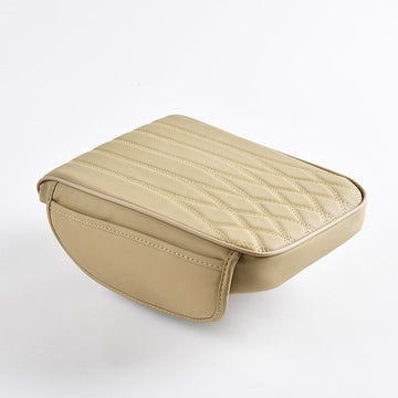 Memory Foam Car Armrest Box Cover with Storage Pocket Beige