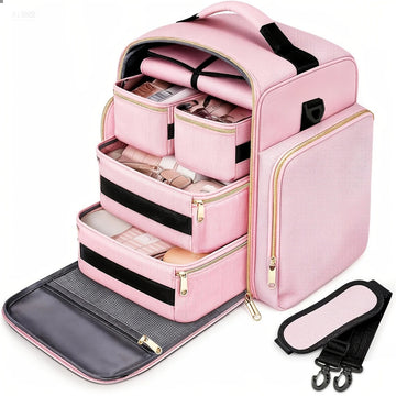 Vortaz Travel Makeup Case Pink Detachable Pouch Jewelry Storage