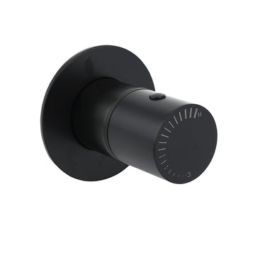 Vortaz Matt Black Round Shower Mixer Tap No Handle Solid Brass