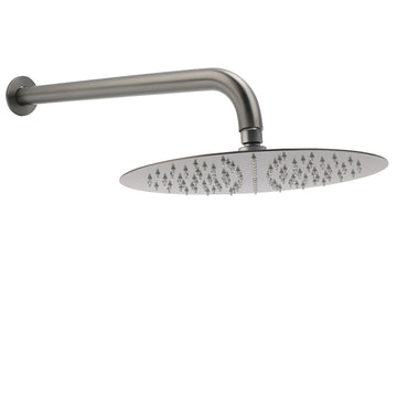 KYLINS Gun Metal Round 12" Rain Shower Head Wall Mounted 300mm Stainless Steel