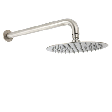 KYLINS Brushed Nickel Round 8in Rain Shower Head Straight Wall Mount Arm Mixer