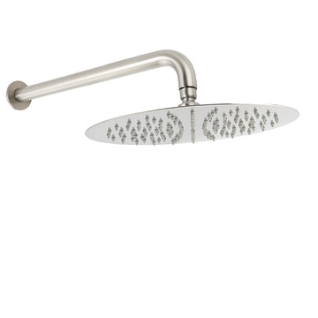 KYLINS Brushed Nickel Rain Shower Head 300mm Wall Mounted with Arm Mixer Set