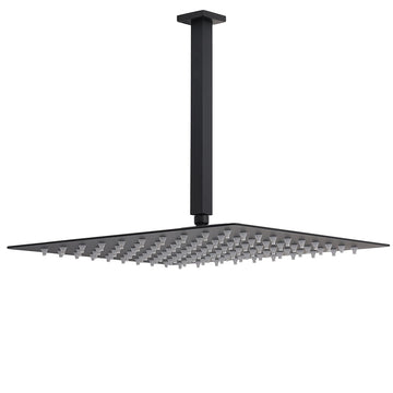 Matt Black 400mm Rainfall Shower Head with Ceiling Arm