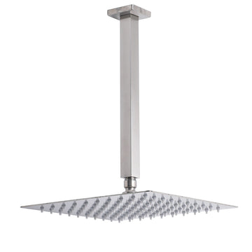KYLINS Brushed Nickel Ceiling Mounted Rain Shower Head 300mm Square 12 inch