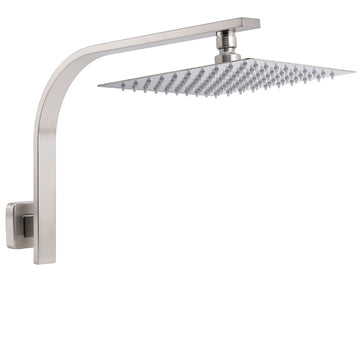 KYLINS Square Rain Shower Head Wall Mounted 250mm Brushed Nickel