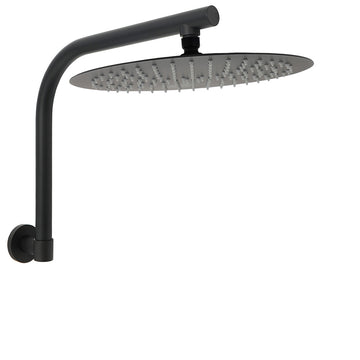 KYLINS 12in Rain Shower Head Stainless Steel Matt Black Wall Mount
