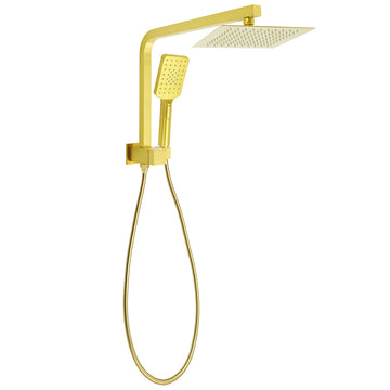 KYLINS Brushed Gold Twin Rain Shower Set 8 inch Handheld Diverter Wall Arm