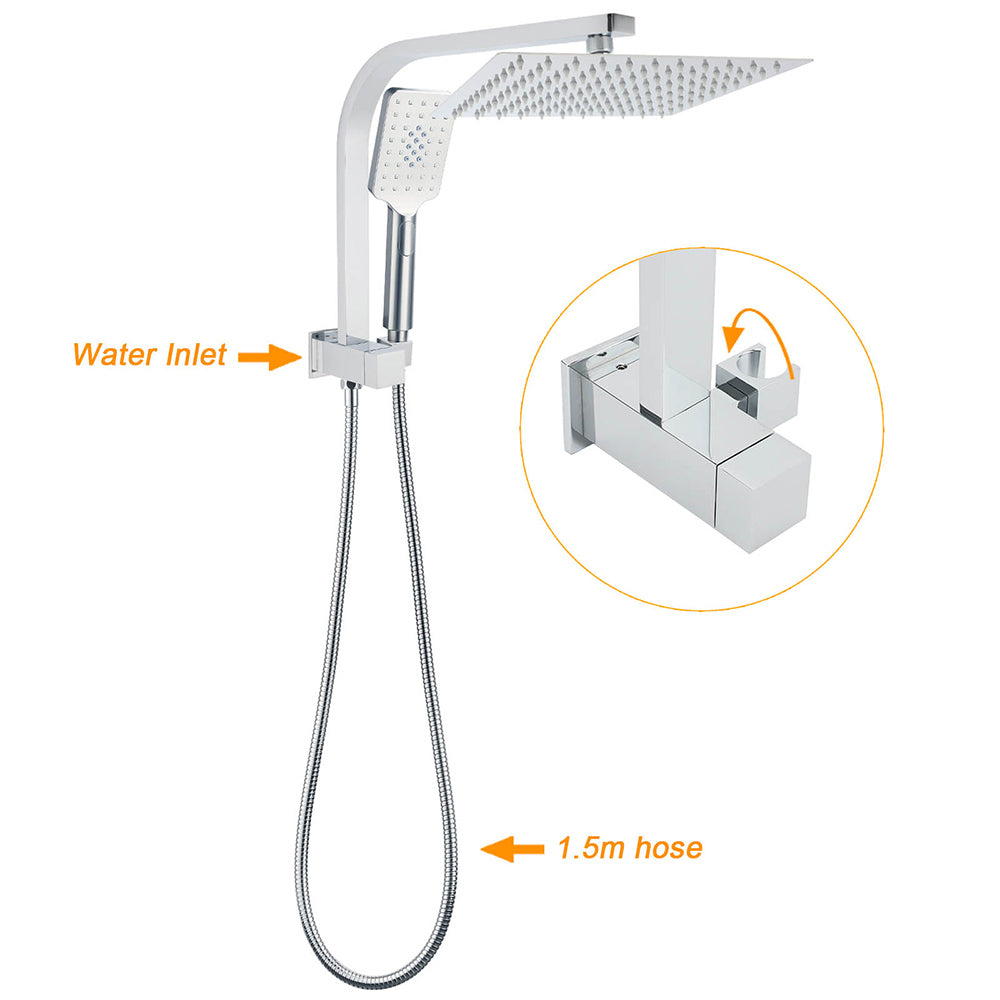KYLINS Dual Square Rain Shower Set 10 inch Handheld Spray Diverter Wall Arm Set