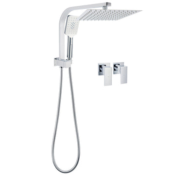 KYLINS 2-in-1 Rain Shower Head with Handheld Spray and Taps Chrome