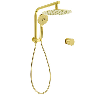 KYLINS Brushed Gold Rain Shower Head 12 inch 3 Mode Handheld Diverter Wall Mounted
