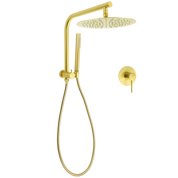 KYLINS Brushed Gold Rain Shower Head 12 inch Stainless Steel Handheld Wall Mounted