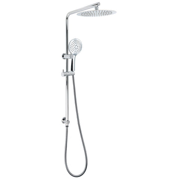 KYLINS Chrome Rain Shower Head 250mm Handheld Sliding Rail Diverter 2-in-1