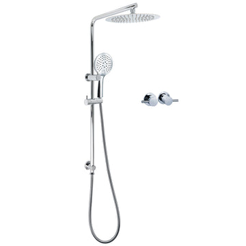 KYLINS Chrome 2in1 Rain Shower Head with Handheld Spray and Sliding Rail 250mm