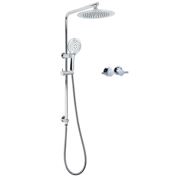 KYLINS Chrome Rain Shower System 3 Mode Handheld Slide Rail Twin Taps Plastic