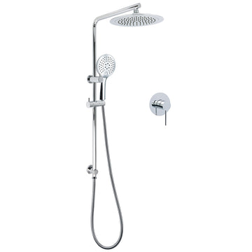 KYLINS Chrome Rain Shower Head 9 inch 3 Mode Handheld Slide Rail Set