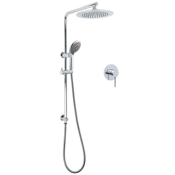 Kylins Chrome Rain Shower Head 9in 5 Mode Massage with Handheld Sliding Rail Mixer