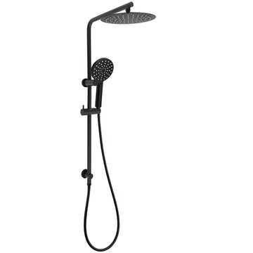 KYLINS Matt Black 10-Inch Rain Shower Head with Handheld Sliding Wall Arm Rail Set