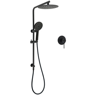 KYLINS Matt Black 10 inch Rain Shower Head 2-in-1 with 3-Mode Handheld and Dual Mixer