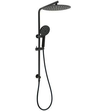 KYLINS Matt Black Dual Rain Shower Set 12 inch Handheld Sliding Rail Wall Mount
