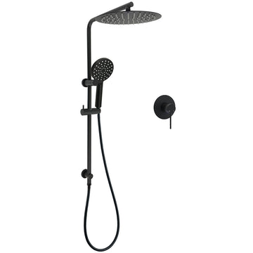 KYLINS Matt Black Dual Rain Shower Set 12 inch Handheld Mixer Wall Rail Mount