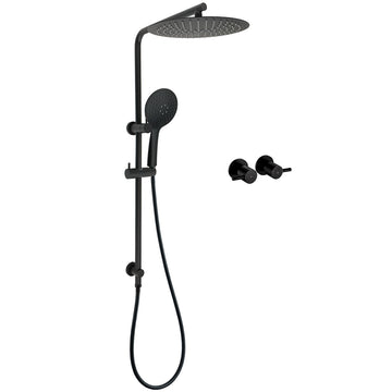 KYLINS Matt Black 12 inch Rain Shower Head 2-in-1 with 3-Mode Handheld and Round Taps