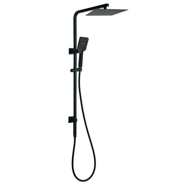 KYLINS Matt Black Twin Square Shower System 10 inch 3 Mode Handheld Wall Rail Stainless Steel