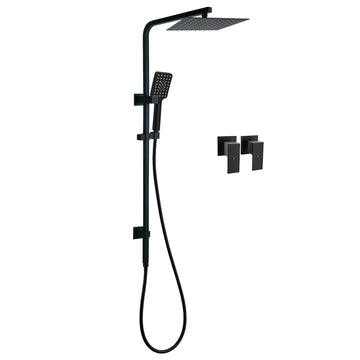 KYLINS Matt Black Twin Shower Square 10 inch 3 Modes Handheld Wall Rail Taps