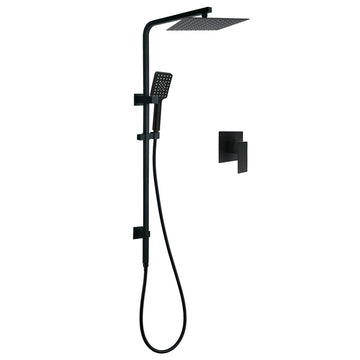 KYLINS Matt Black Twin Shower Square 10 inch 3 Modes Handheld Wall Rail Mixer