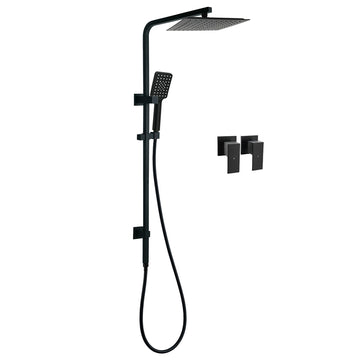 KYLINS Matt Black Dual Shower Square 10 inch 3 Modes Handheld Brass Rail Twin Taps