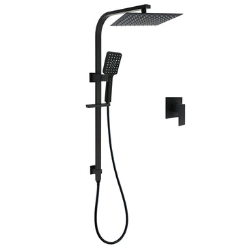 KYLINS Matt Black 2in1 Shower Set 10 inch with Handheld Rail and Mixer Valve