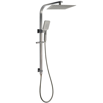 KYLINS Gunmetal Square Rain Shower Set 10 inch Handheld Sliding Rail Diverter