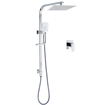 KYLINS Chrome 8in Twin Square Rain Shower Head 3 Modes Handheld Sliding Rail Mixer
