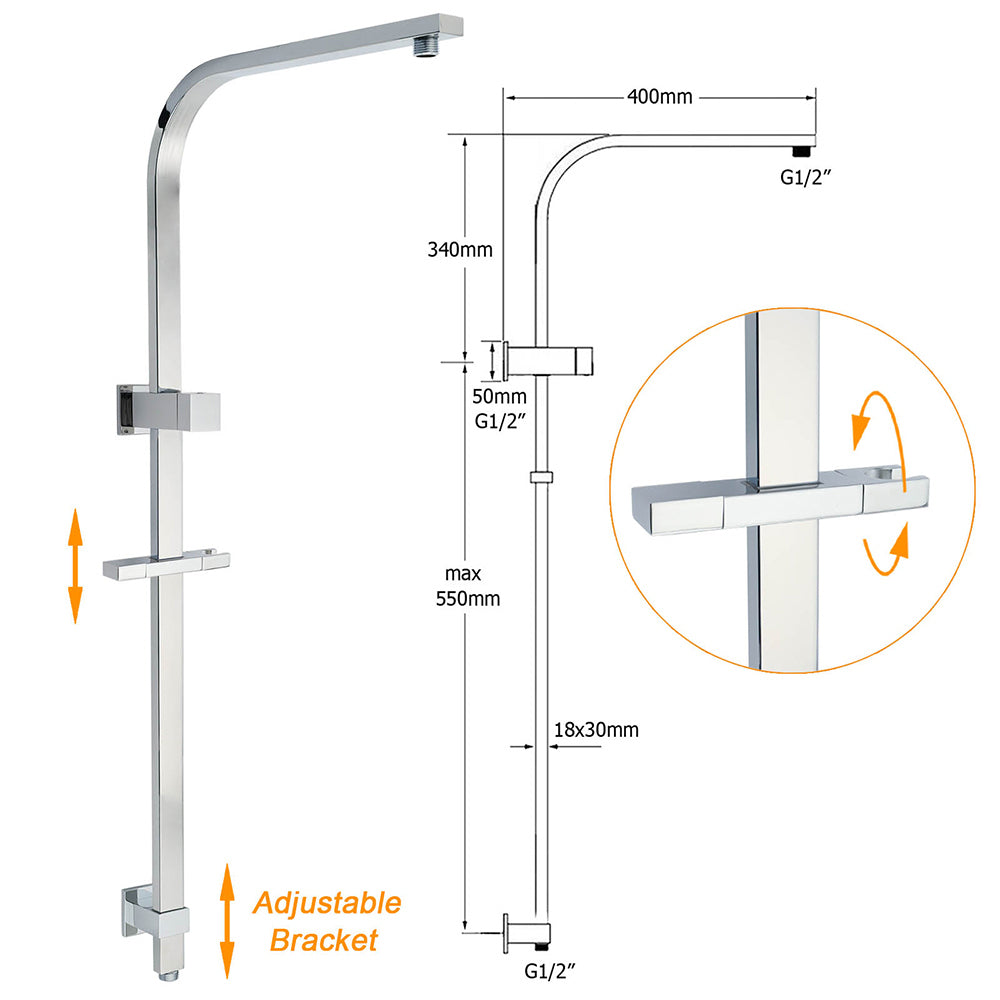 KYLINS Rain Shower Head System with Mixer 16 Inch Chrome