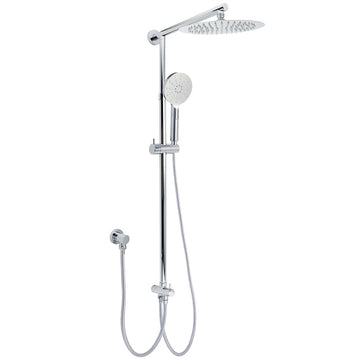 Kylins 2in1 Chrome Rain Shower Set with Handheld and Sliding Rail Diverter 10in