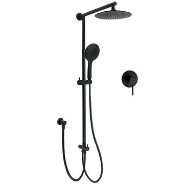 KYLINS Matt Black 9 inch Rain Shower Head 3 Mode 2-in-1 Set with Mixer
